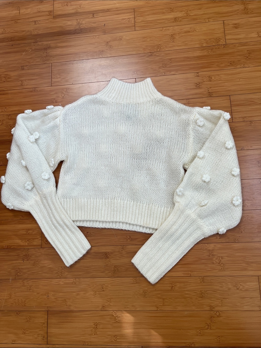 NWOT Farm Rio Floral Applique Lantern-Sleeve Sweater XS - Picture 11 of 11